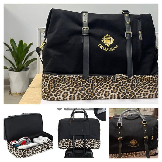 Large Leopard-Print Duffel Bag